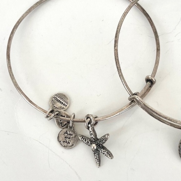 Alex and Ani 4 silver Charmed Bracelets - Picture 2 of 6